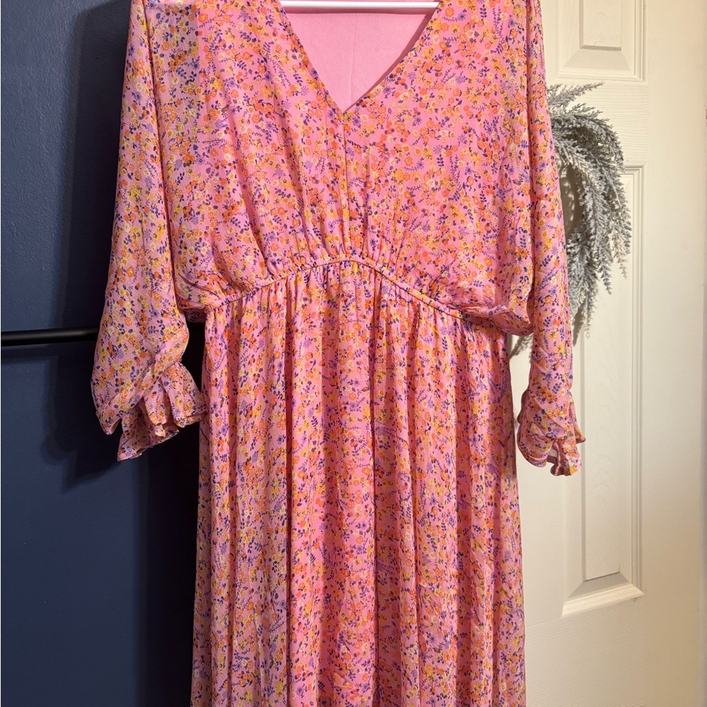 White Birch Pink Floral Mini Dress